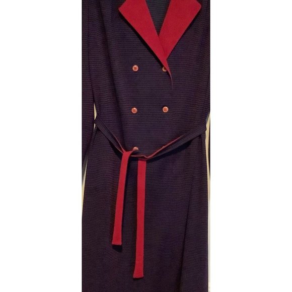 Vintage 70s Clothing Lady Laura dress by Toni Todd Blue Red Pinstripe - Picture 3 of 6